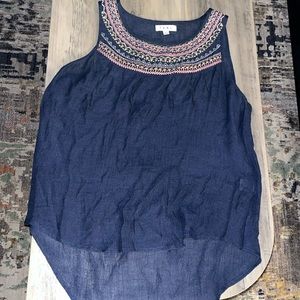 Anthropologie Blue Gauze Sleeveless Blouse